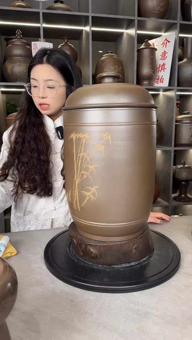 【闪购商品】杯本陶手作坭兴陶8-10斤装茶叶罐手工痕迹