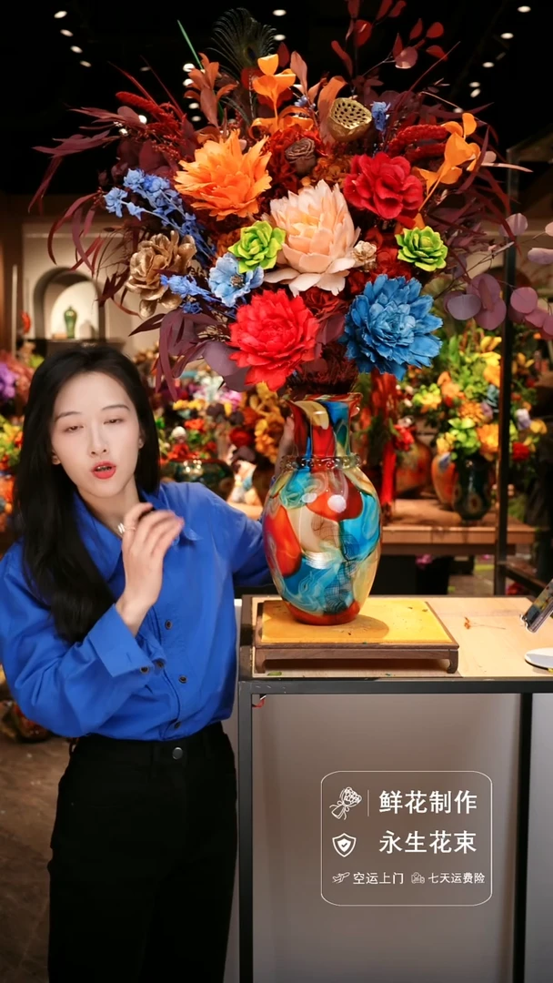 手工艺品琉璃手工花器花束空运包邮送货上门-以图片为准