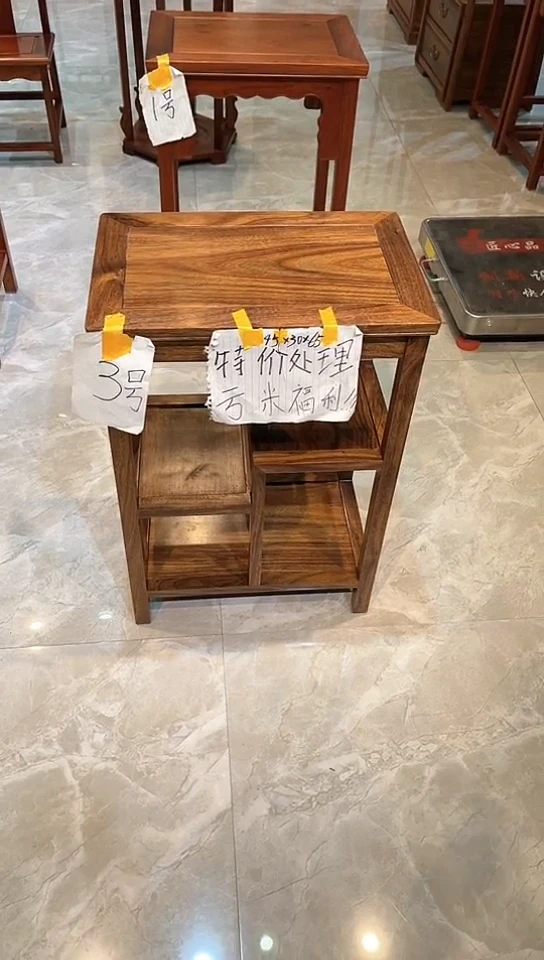 黑酸枝木类成套家具原木色置物架45*30*65