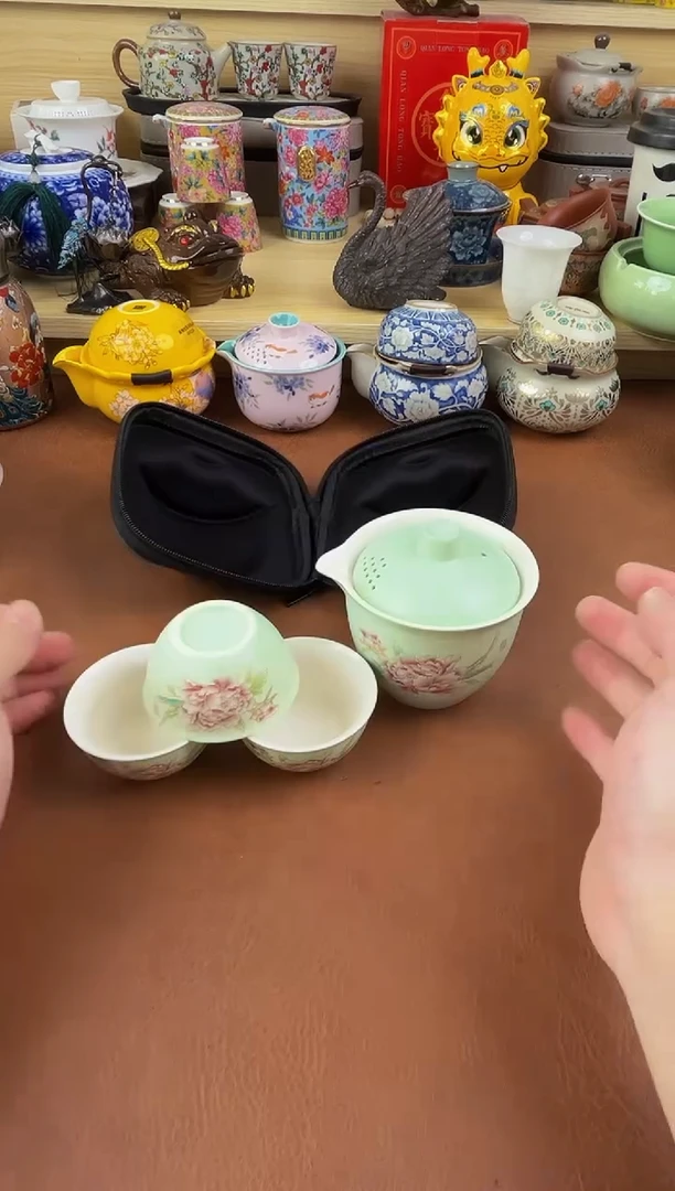 陶瓷茶具摆件旅行套组