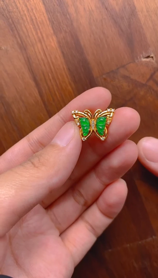 翡翠银S925镶嵌吊坠(不含链)蝴蝶吊坠