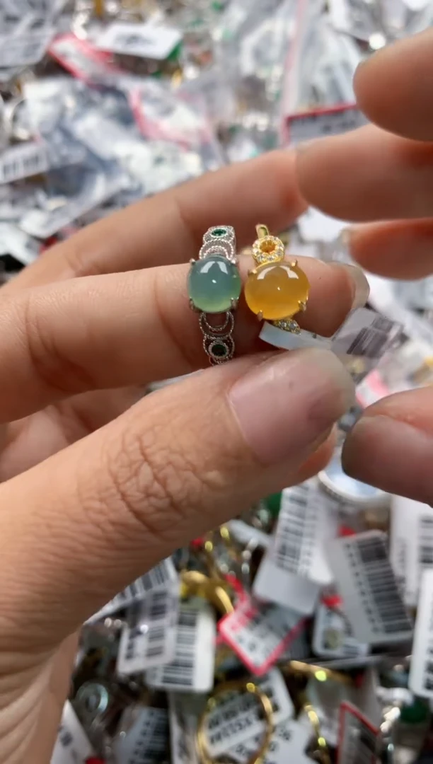 银S925镶嵌戒指翡翠11        8