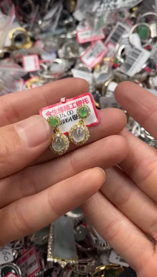 银S925镶嵌戒指翡翠333   7