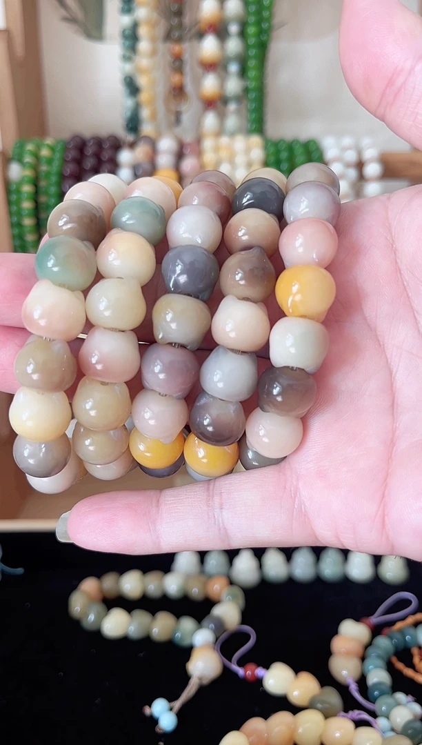 手串菩提根/象牙果【主播推荐】菩提招米猫猫头多宝色卡13+