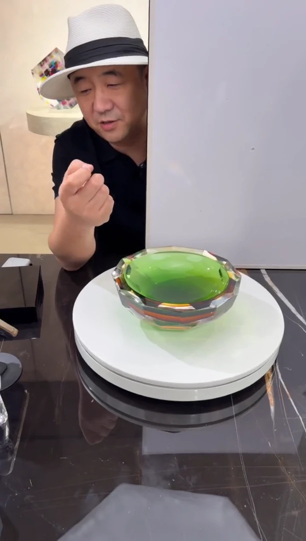 摆件祖母绿茶金色艺术琉璃果盘