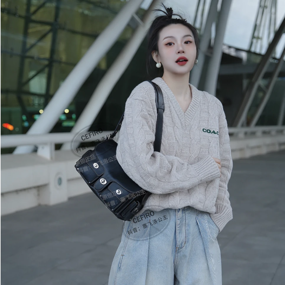 【CEFIRO · CiCi】秋冬新款休闲植鞣牛皮单肩斜跨女包 WGG-1WA882