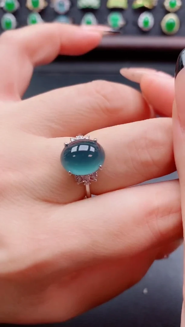 银S925镶嵌戒指翡翠1
