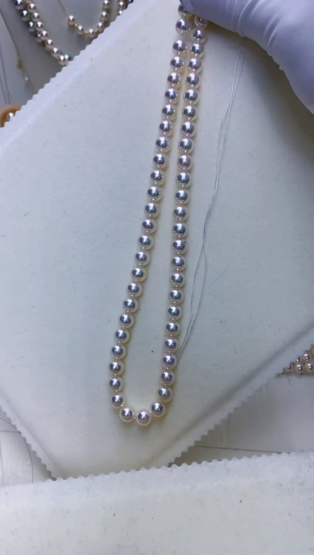 【闪购商品】海水珍珠饰品·银S925镶嵌7-7.5满珠链·奶奶的脸