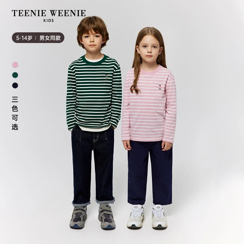 TeenieWeenie Kids小熊童装25年秋男女童条纹圆领T恤TKLS258C72I