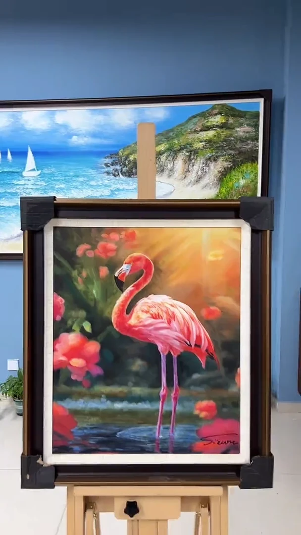 油画陶宗健-60*50-油画作品-火烈鸟