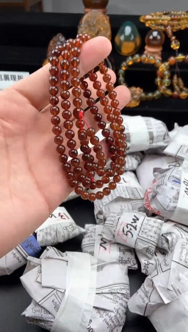 未镶嵌琥珀手链6毫米紫罗兰108项链