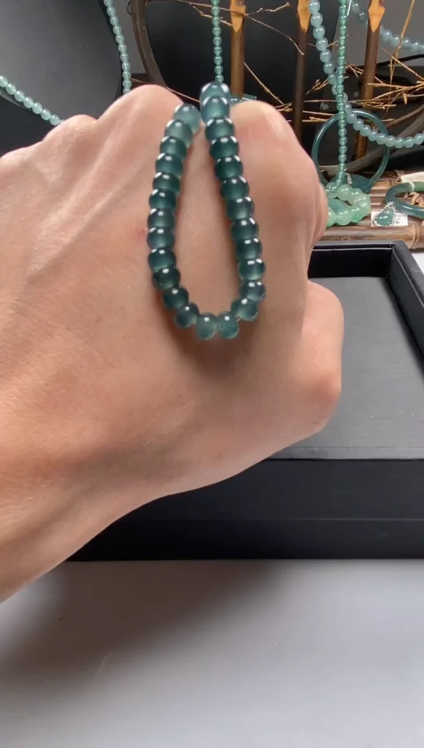 【闪购商品】翡翠手串未镶嵌算盘珠深色