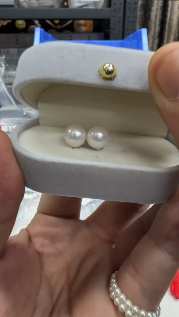 【闪购商品】淡水珍珠耳钉银S925镶嵌9-10mm