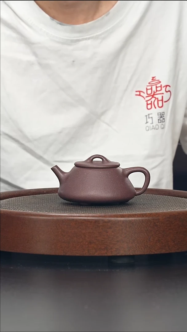茶壶紫砂平盖石瓢-紫泥-全手工无添加-170cc（完美品）