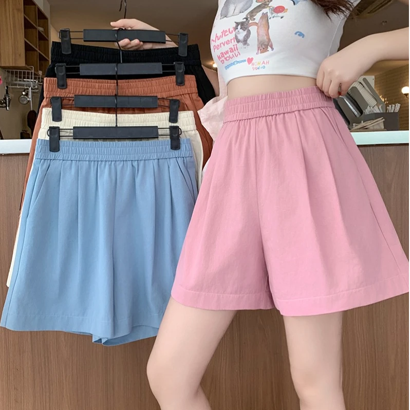大码女装胖mm2025夏装新款百搭显腿长A字洗水休闲短裤洋气衣服女