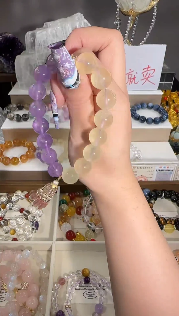 未镶嵌手串水晶设计师原创紫色混搭手串