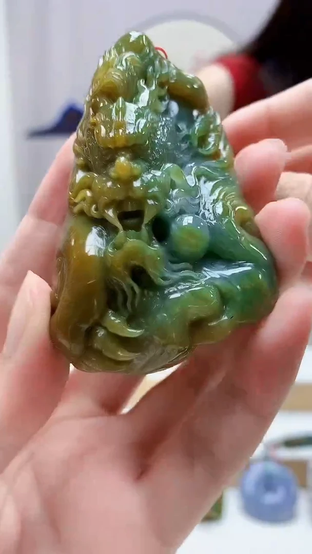 未镶嵌定制翡翠4852zm-毛货挂件龙牌27