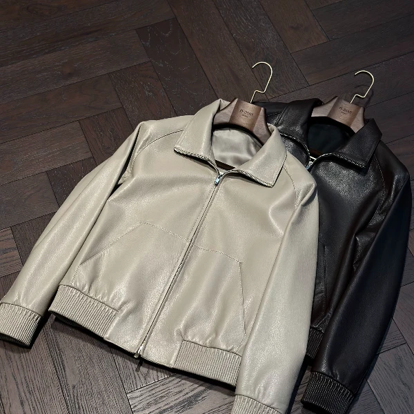 PIZHAN/皮展  元旦大促98030“优雅绅士”高定山羊皮 灰色 真皮夹克