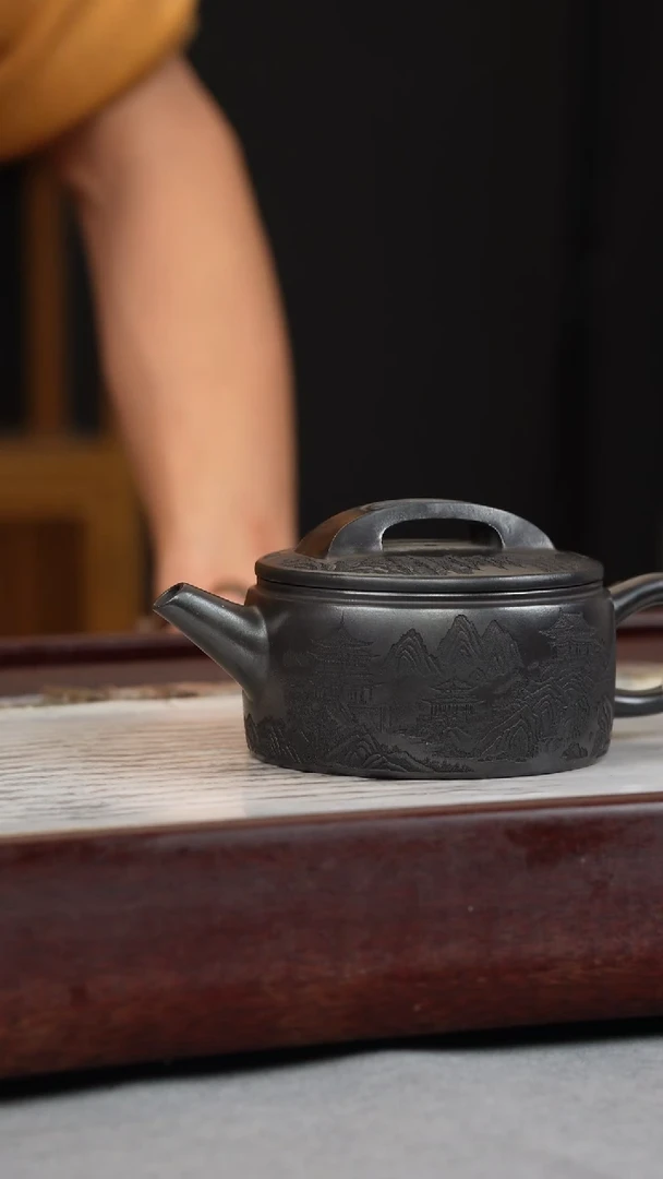 【闪购商品】紫砂茶壶石黄 汉瓦 山水