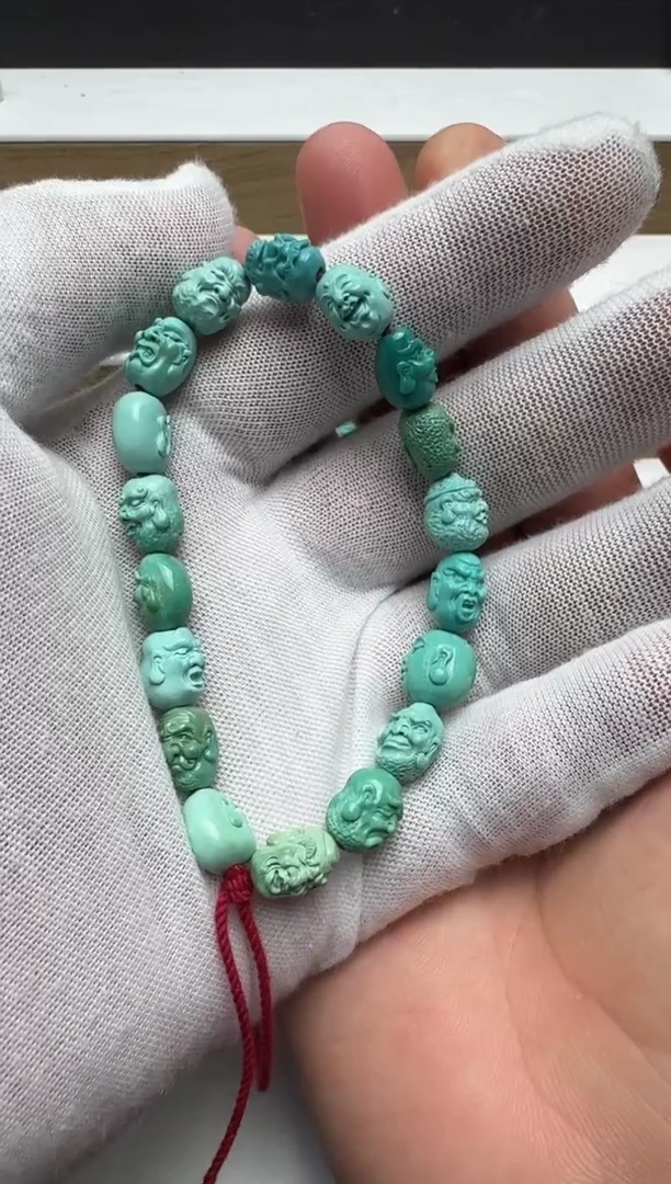 绿松石未镶嵌十八罗汉睿****友手串