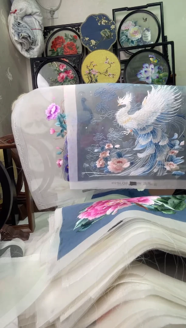 织绣无*名苏绣作品苏绣绣片