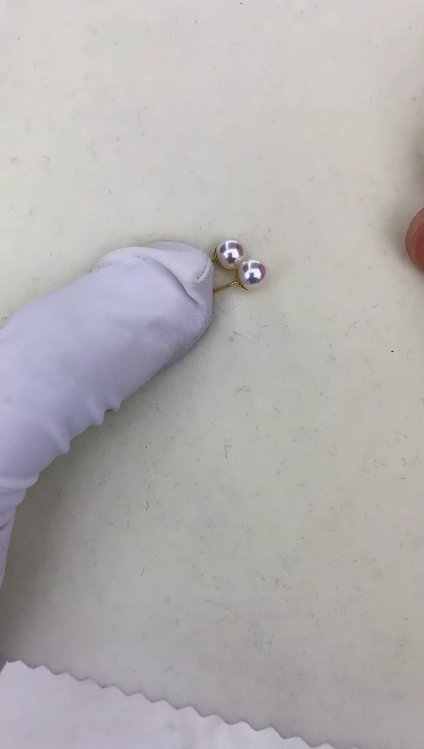 18K金镶嵌海水珍珠DA  5-6 耳钉 GD001