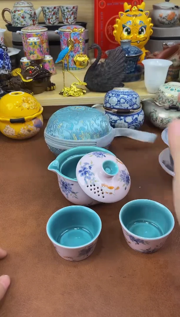 陶瓷茶具摆件旅行套组