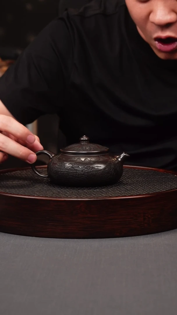 茶壶紫砂石黄寒江山水