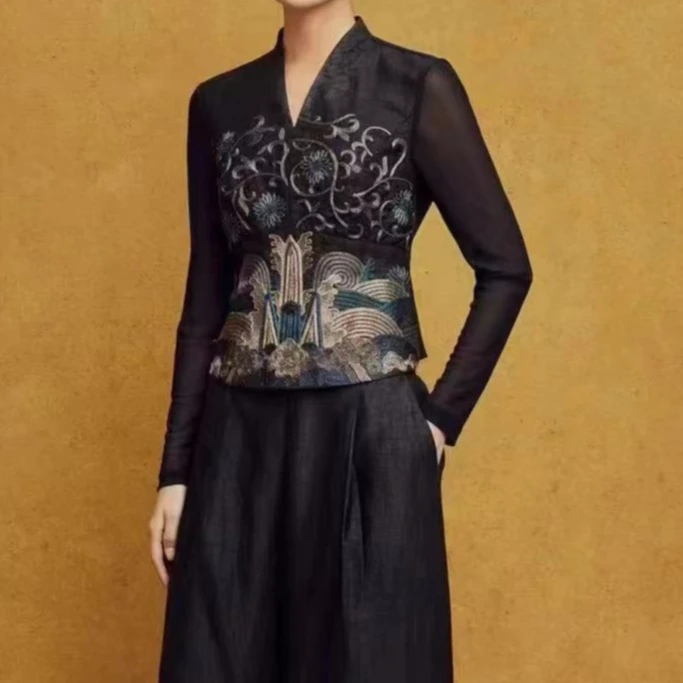 202500011打底-高定龟裂纹老料套重工刺绣打底衫