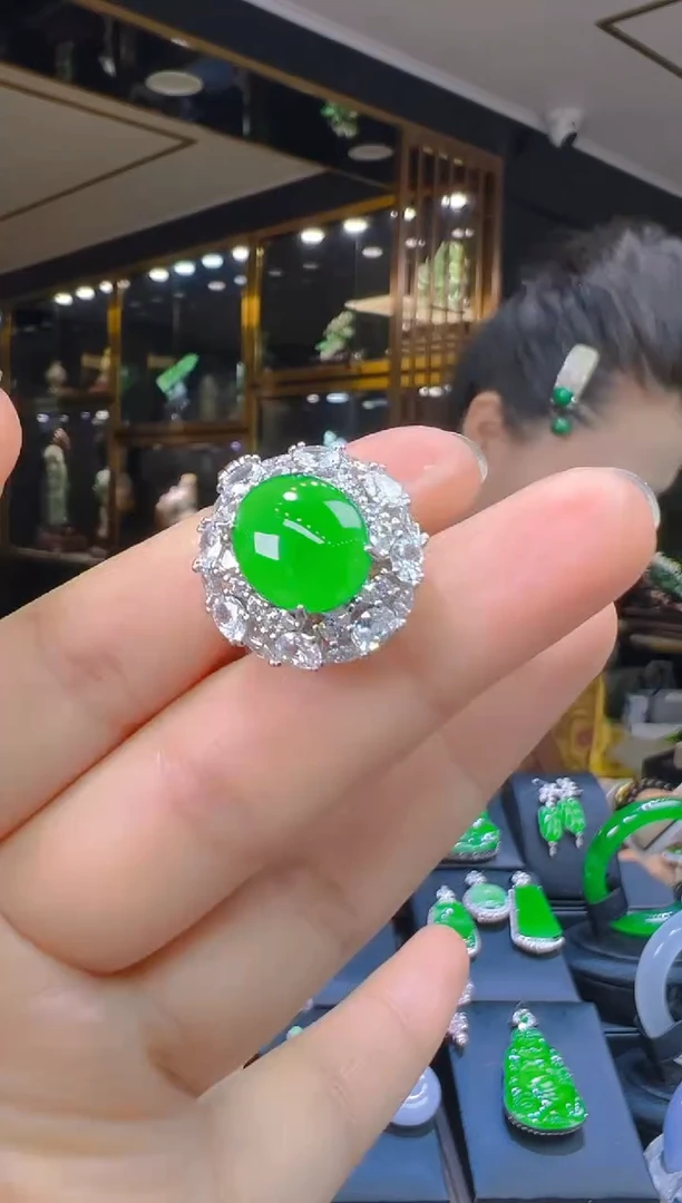 翡翠戒指银S925镶嵌144（多样性发其一）