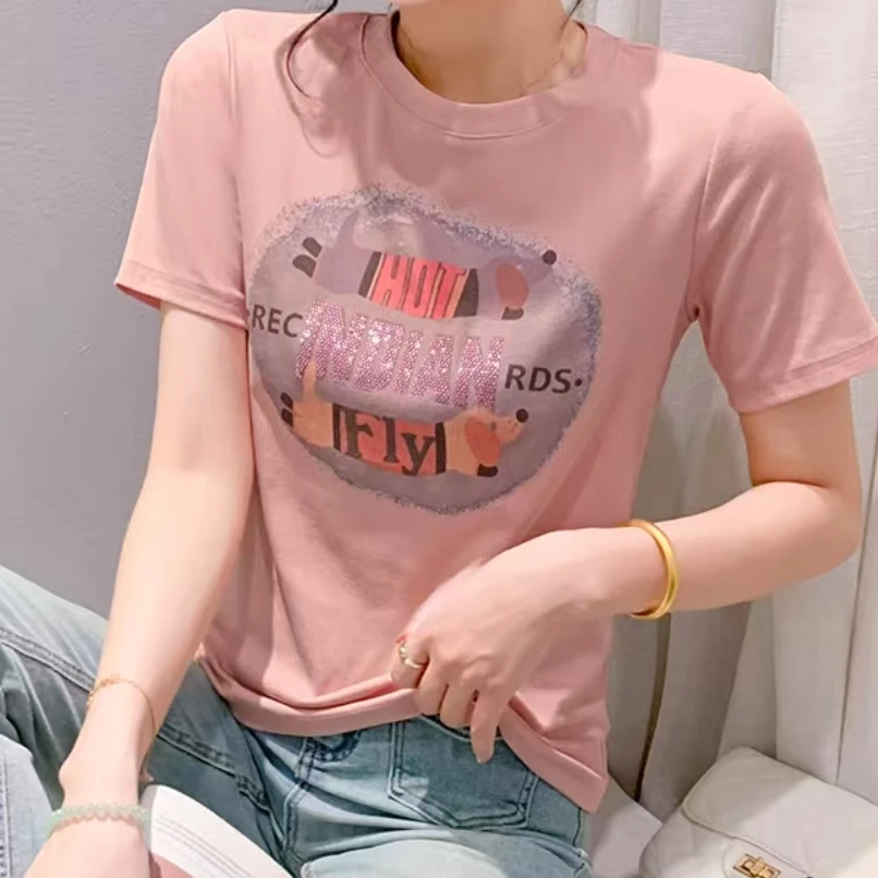 【艾萱萱】9370款时尚印花短袖t恤女约54