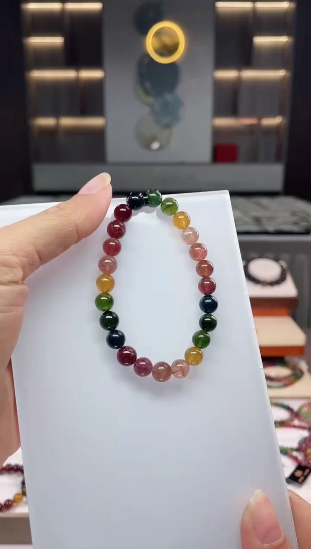 未镶嵌老矿碧玺单圈手串7mm+碧玺（多样性发一条）Q