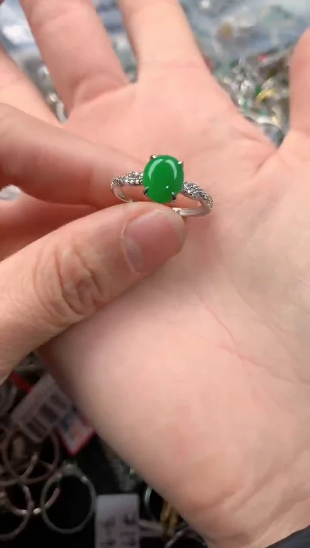 银S925镶嵌戒指翡翠111   1