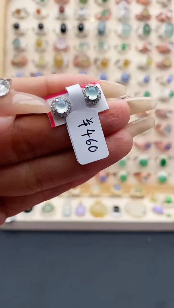 【闪购商品】翡翠耳饰银S925镶嵌天然A货翡翠222  2+6