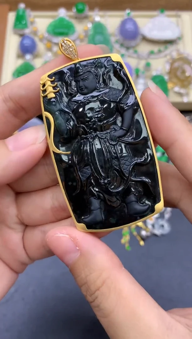 颈饰18K金镶嵌翡翠425-中国好珍宝