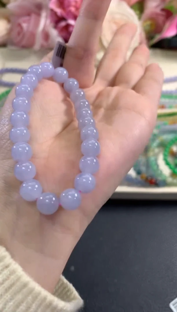 未镶嵌手串翡翠d52 紫货有色差