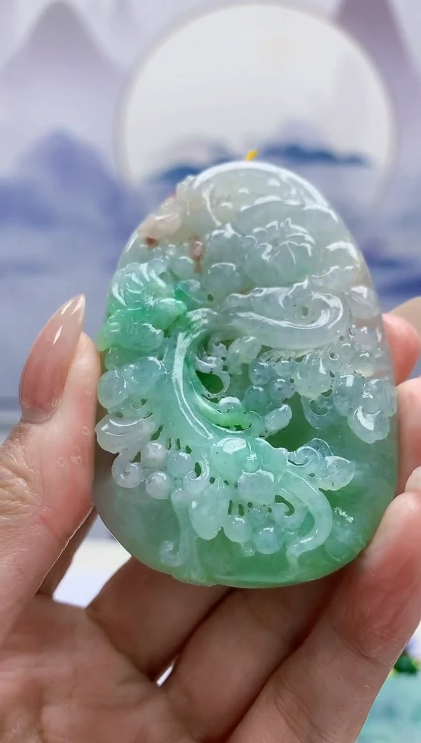 未镶嵌定制翡翠5153MM-毛货挂件46