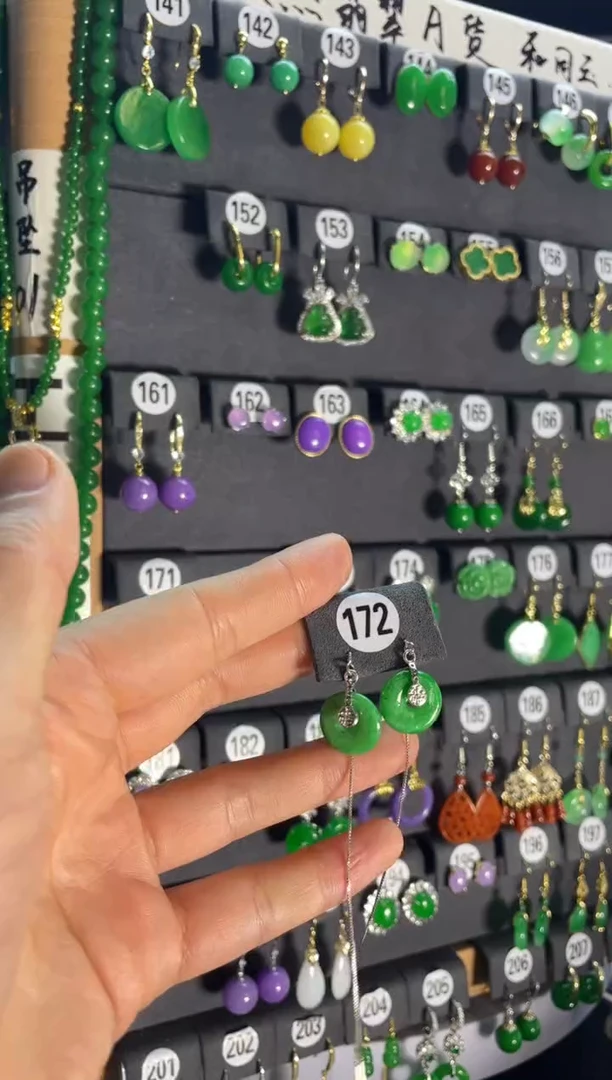 【闪购商品】翡翠耳饰银S925镶嵌172..