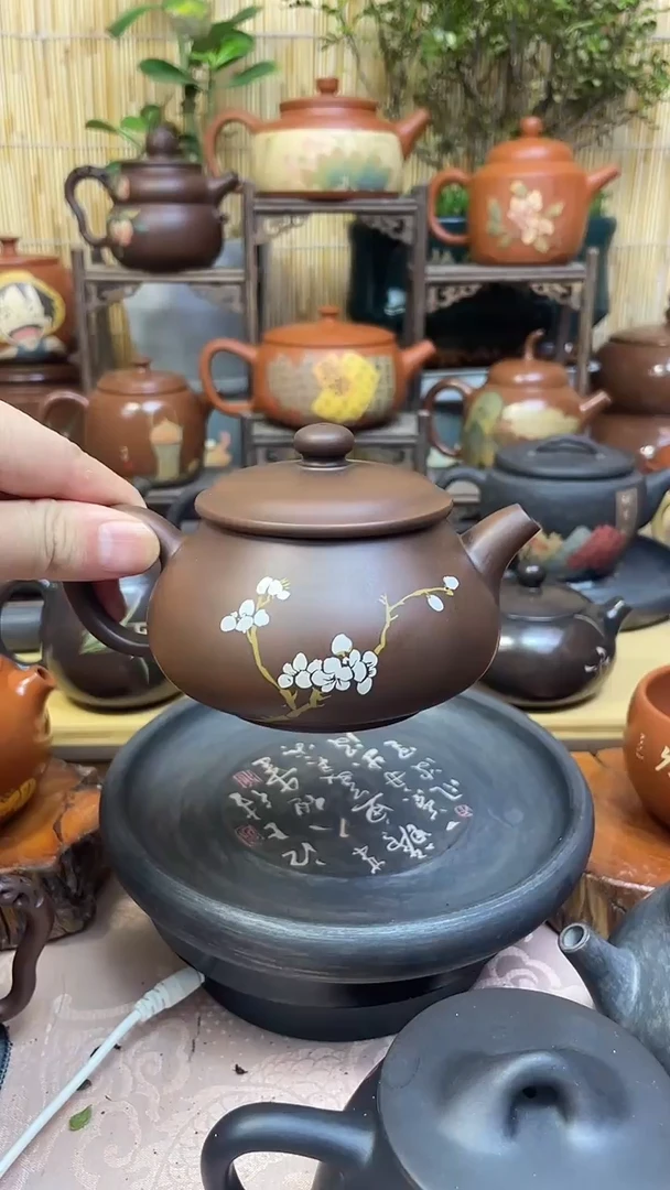 壶建水紫陶彩填明炉壶