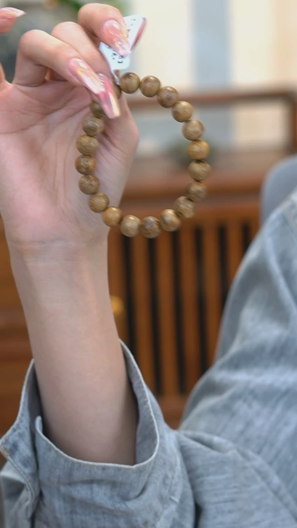 沉香手串【电白沉香集团】乌身圆叶圆珠单圈手串10mm 多样性发一