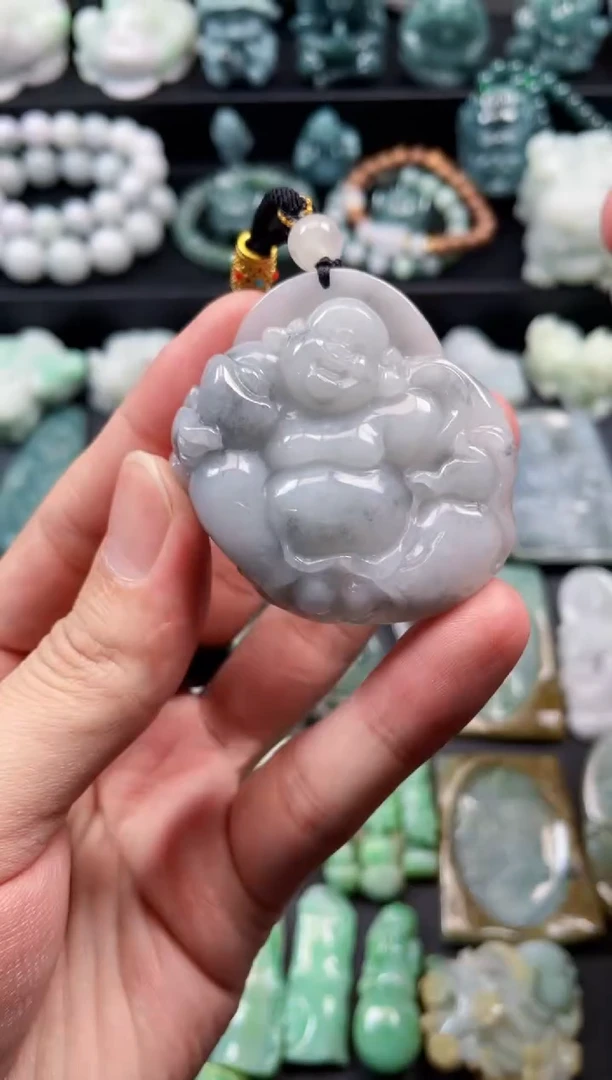 颈饰未镶嵌翡翠21  天然翡翠a货  弥勒佛