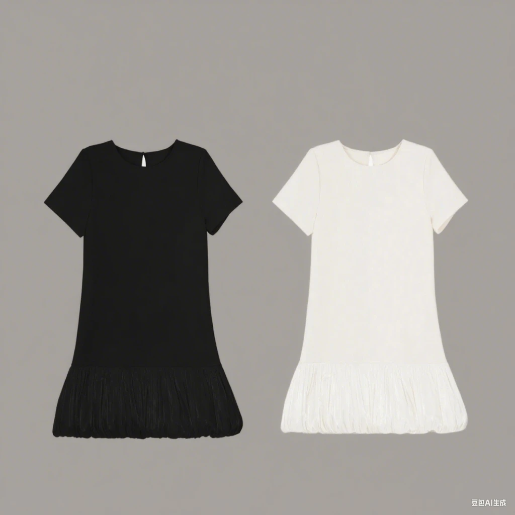 2025初夏高级感自信穿搭拼接下摆短款显瘦连衣裙