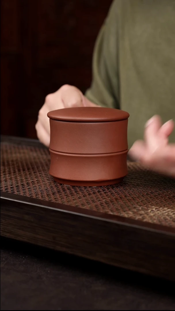 茶壶紫砂底槽清竹节茶叶罐