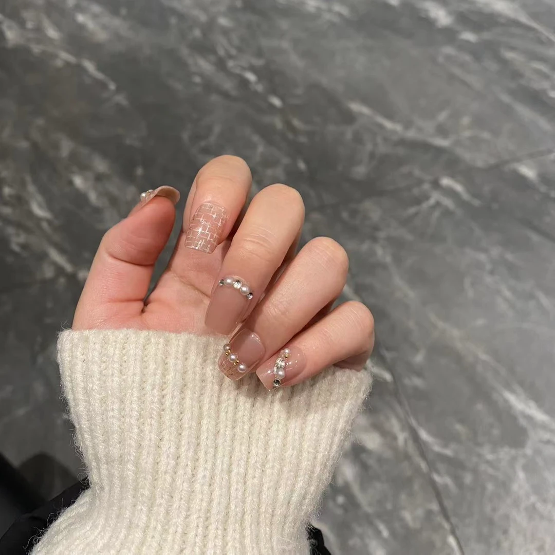 【小香风1.6】手工穿戴甲成品预制甲片可拆卸手指甲美甲短短T短方