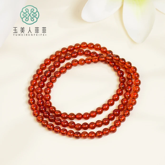 HD石惑珠宝~石榴石多圈圆珠手串约5mm