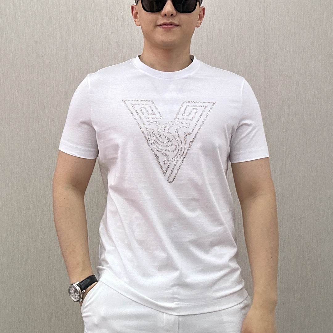 古帝特尼-春夏新款男士潮流欧货时尚百搭街潮圆领烫钻T恤Z-36527