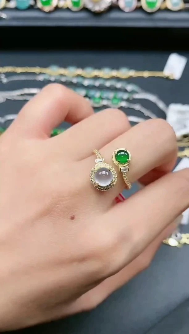 翡翠戒指银S925镶嵌1111