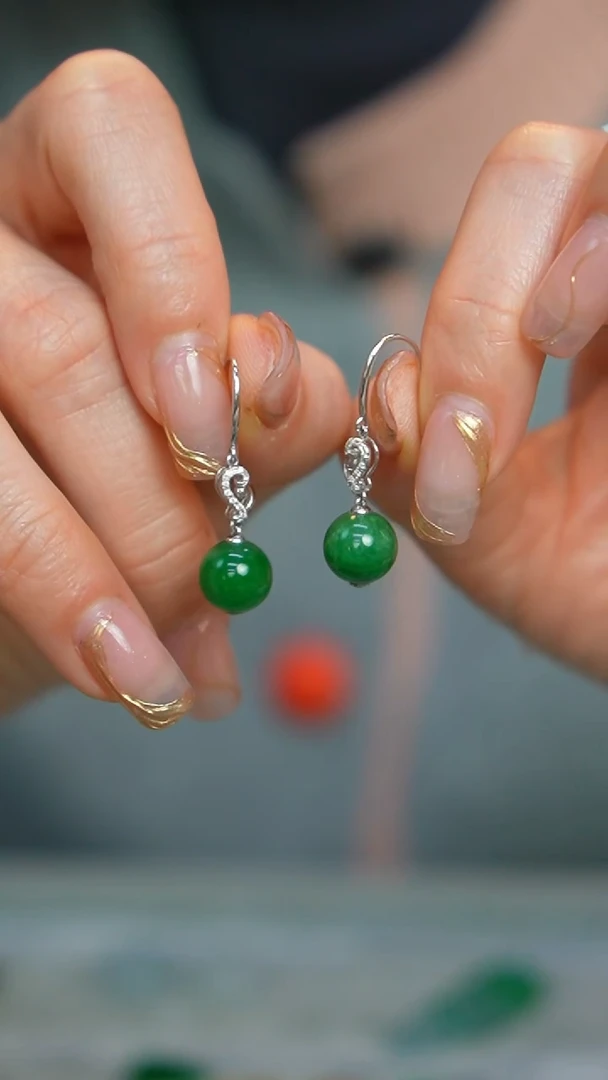 【闪购商品】翡翠耳饰18K金镶嵌90号-耳坠/姿/3