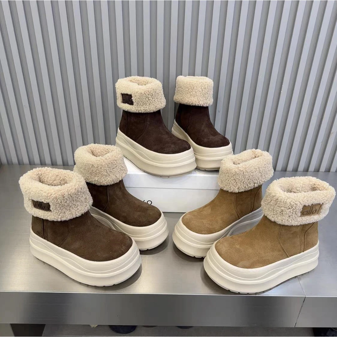 厚底加绒加厚保暖棉鞋2025冬季新款大棉多种穿法洋气靴休闲短靴潮