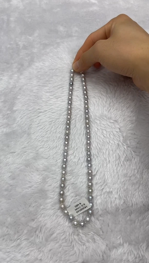 项链银S925镶嵌海水珍珠AK真多麻6.5-7mm